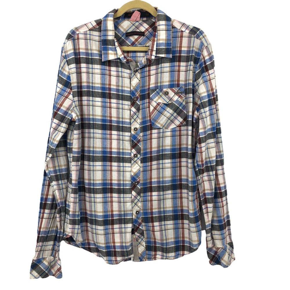 Zanerobe Women's Plaid Cotton Linen Shirt Top Sz L Blouse Australia Made